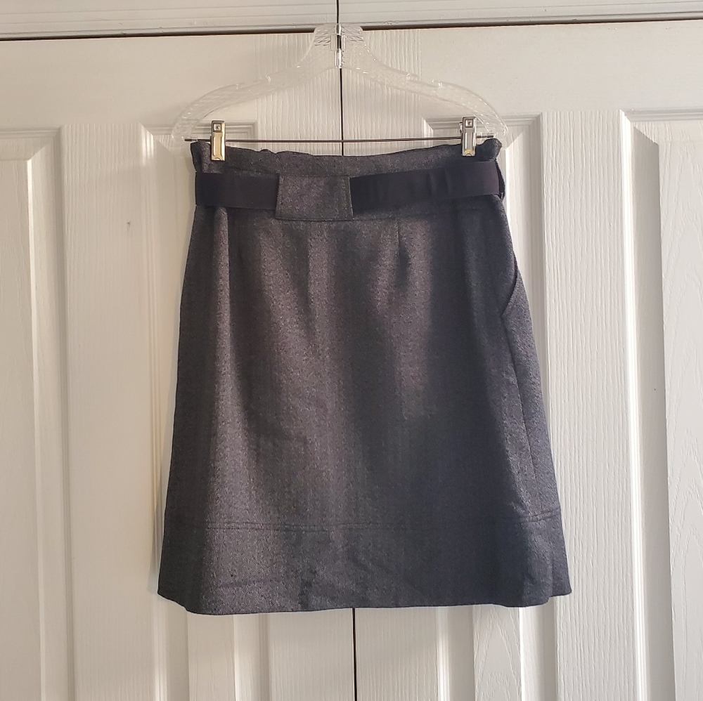 Worthington Wool Blend Belted Skirt Size 6 Gray Workwear A-Line - Picture 3 of 5
